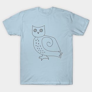 Simple Snowy Owl Line Drawing T-Shirt